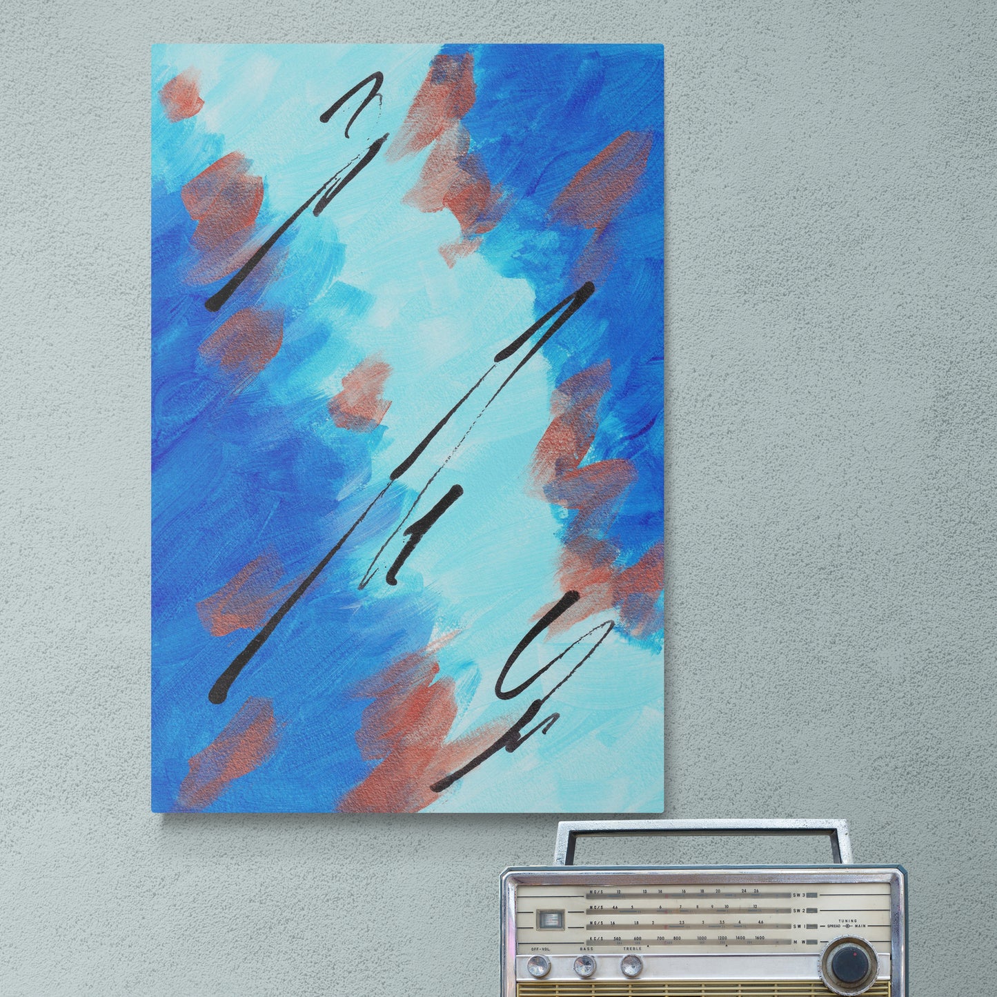 Abstrakt blau, hellblau, kupferne Farbflächen