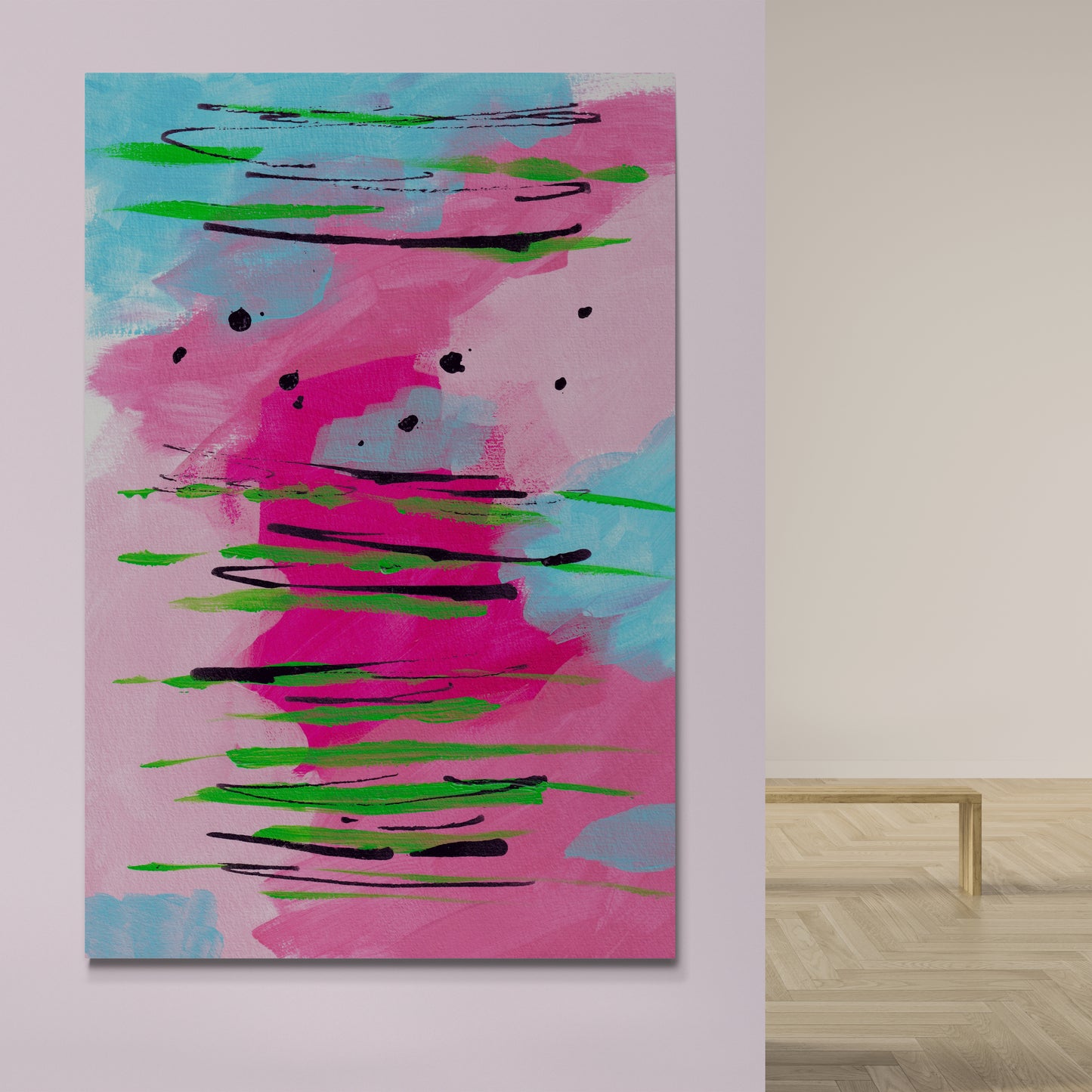 Abstract roze blauw groen zwart