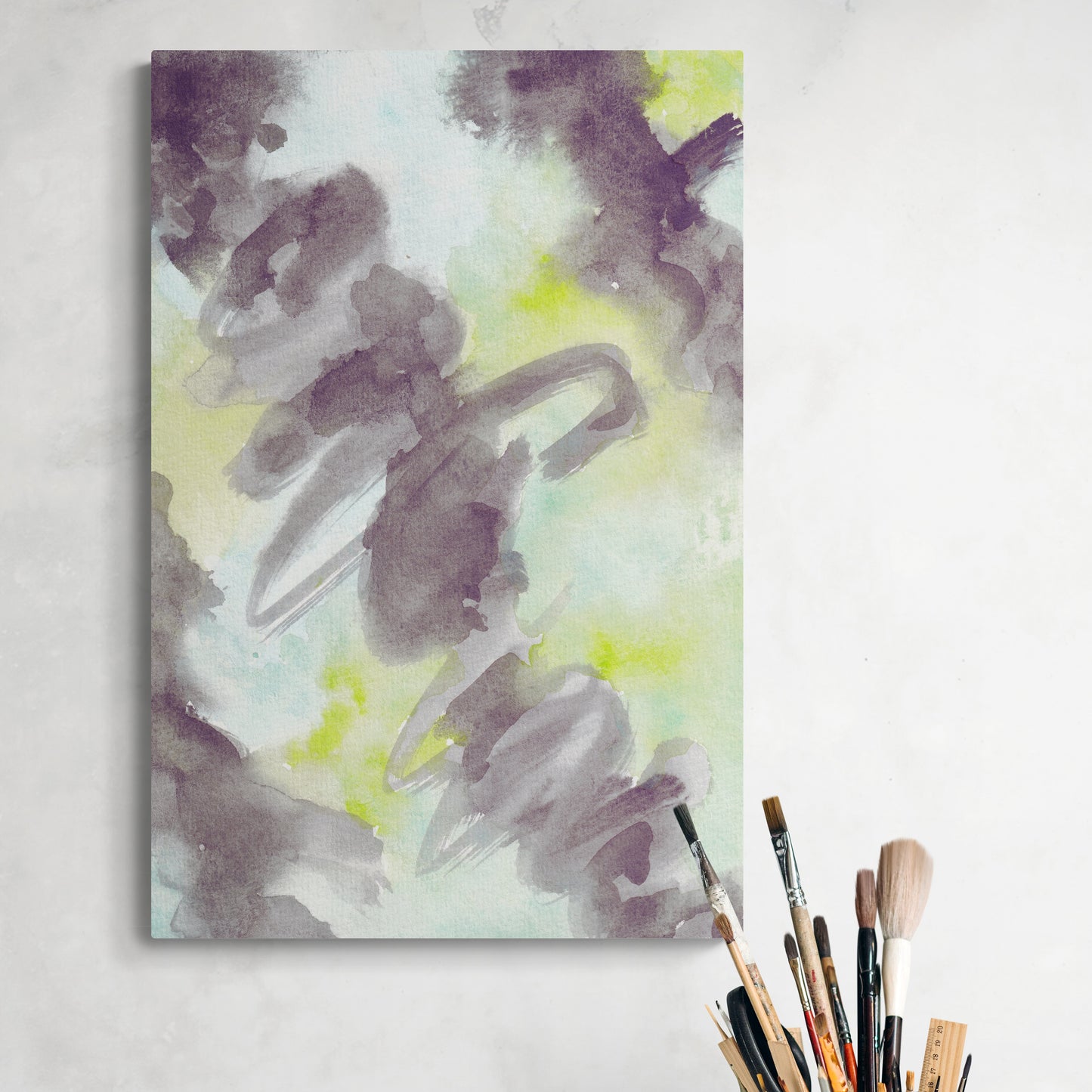 Abstract zwart, groen, lichtblauw