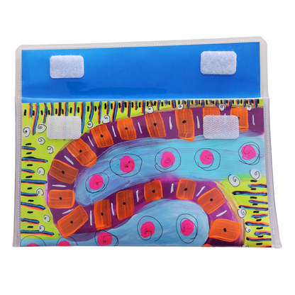 Artbag clutch binnenzijde in kronkel patroon multicolor