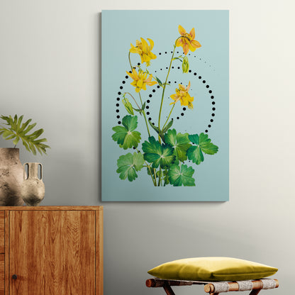 Yellow Aquilegia botanical print