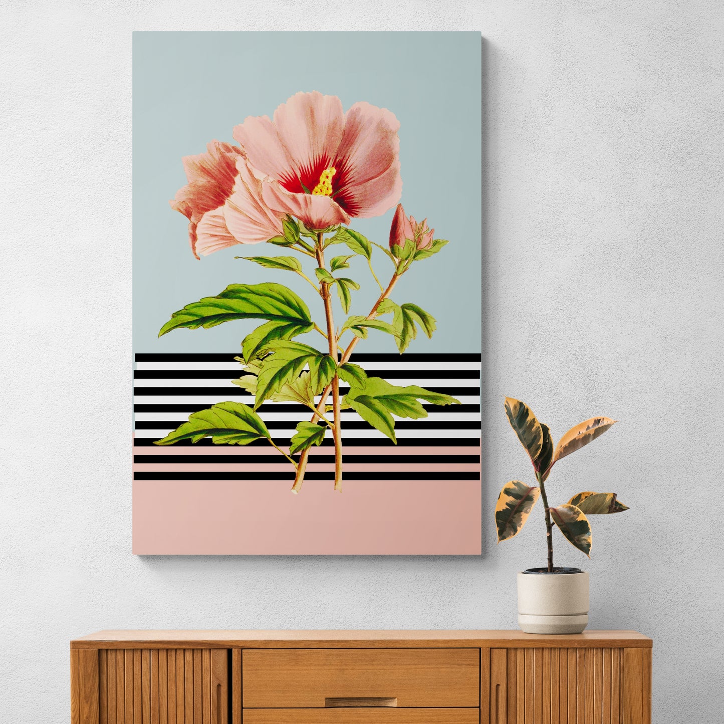 Roze Hibiscus botanische print