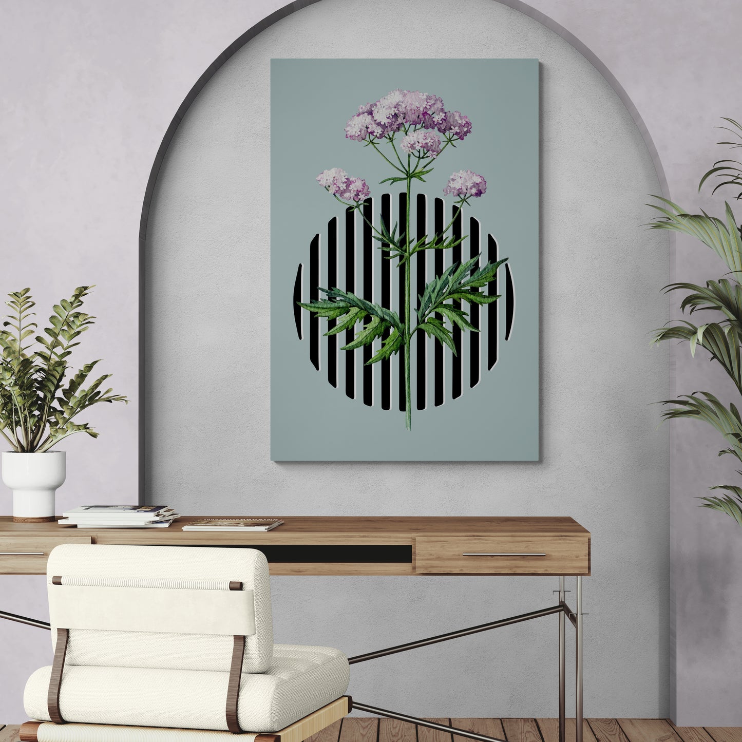 Wit lila Valeriana botanische print