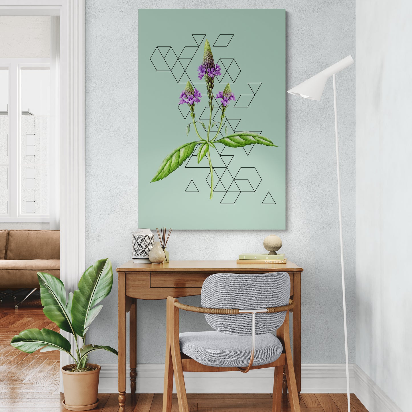 Paarse Verbena botanische print