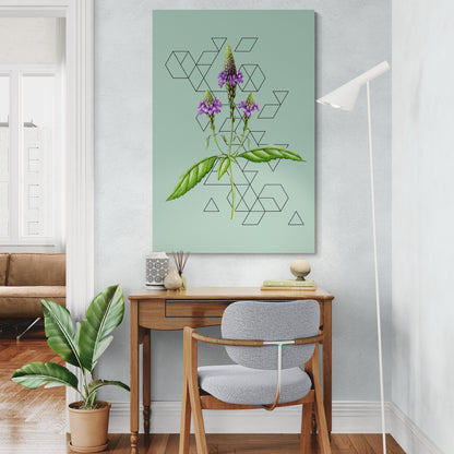 Paarse Verbena botanische print