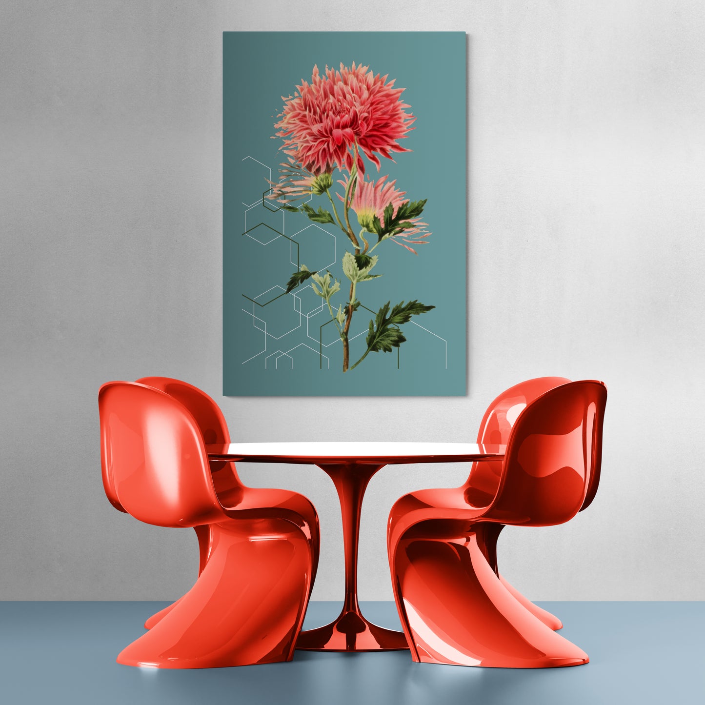 Dark Red Callistephus botanical print