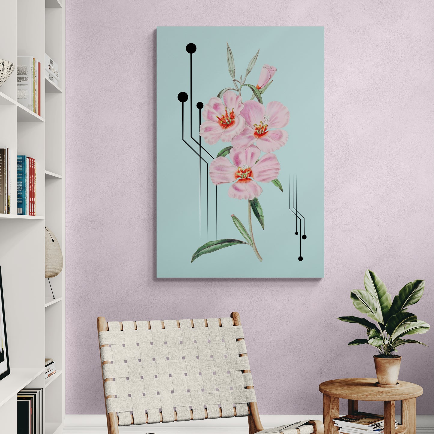 Roze Godetia botanische print