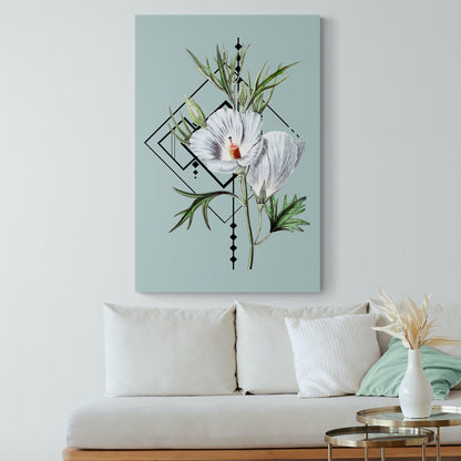 Witte Hibiscus botanische print